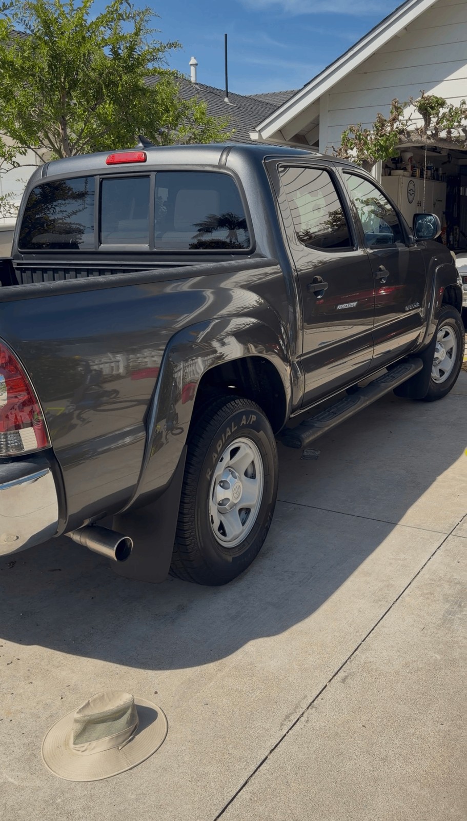 Detailed gray Toyota Tacoma in a driveway